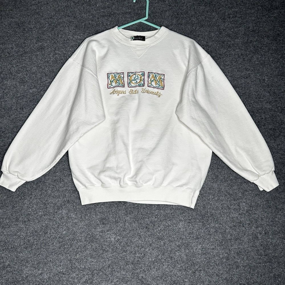 ASU Arizona State University Crewneck Sweatshirt Large White Arizona Mom College